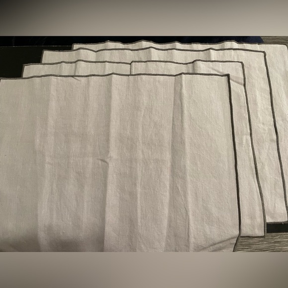 West Elm Dining West Elm Border Stitch Napkin Set S4 Platinum Salt